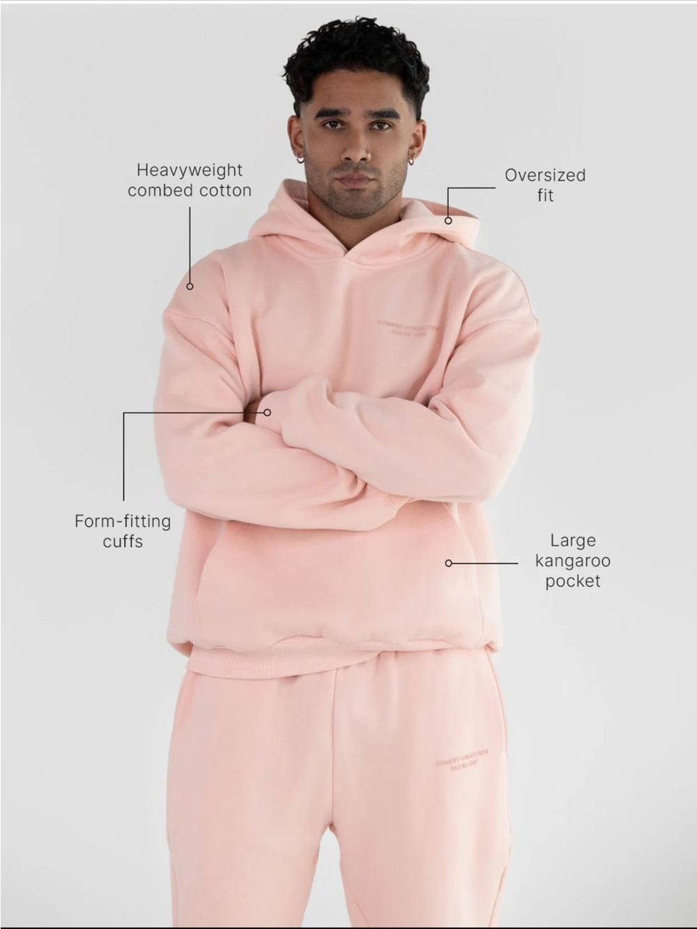 Comfrt Collection Pastel Edition Pink Hoodie & Jogger Set - unisex Sz 3XL - Picture 3 of 16